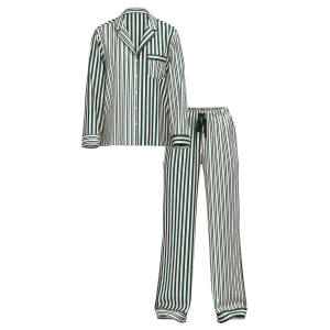 Пижама Glazed Satin Long Pajama Set Green Stripe