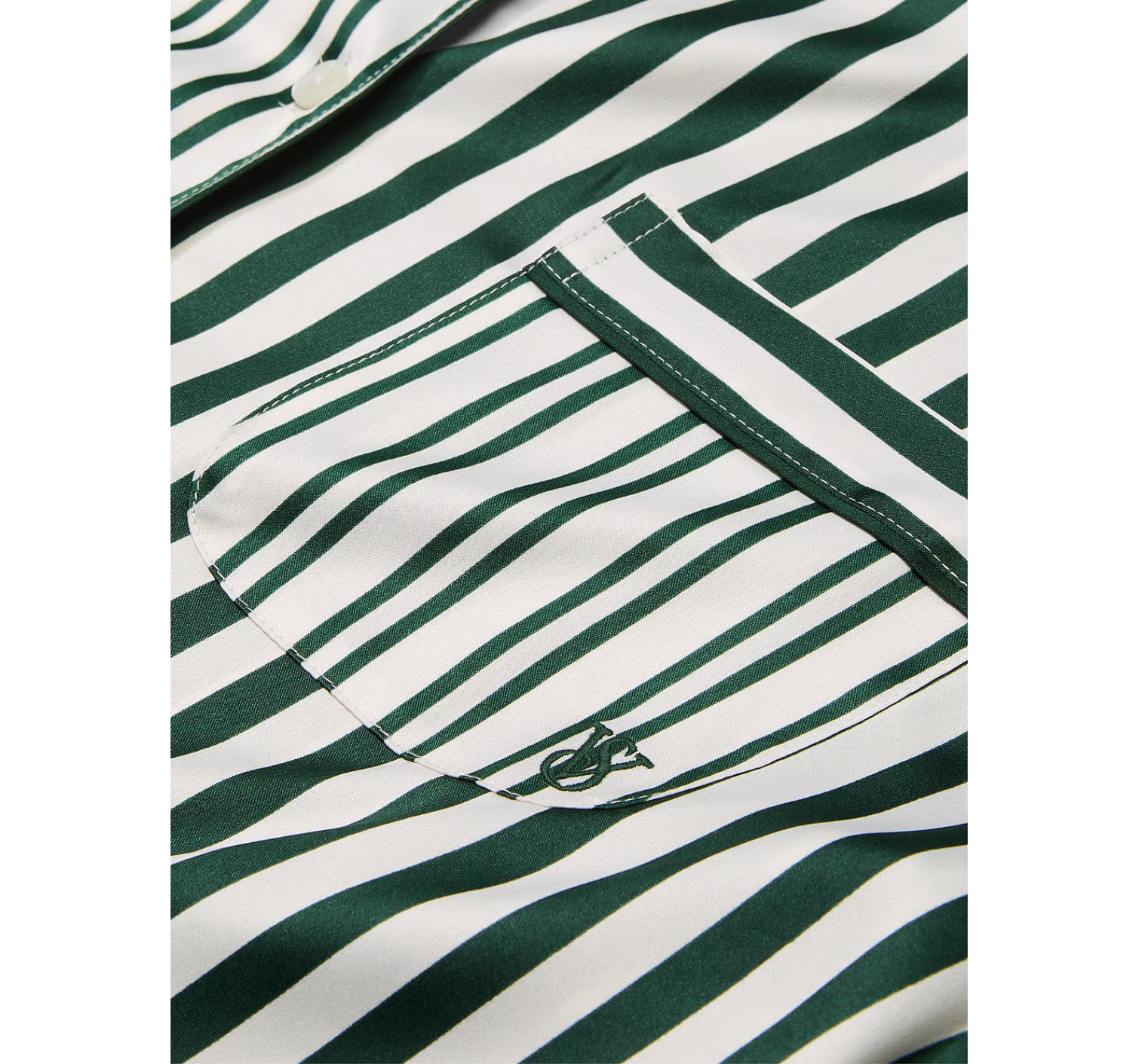 Пижама Glazed Satin Long Pajama Set Green Stripe