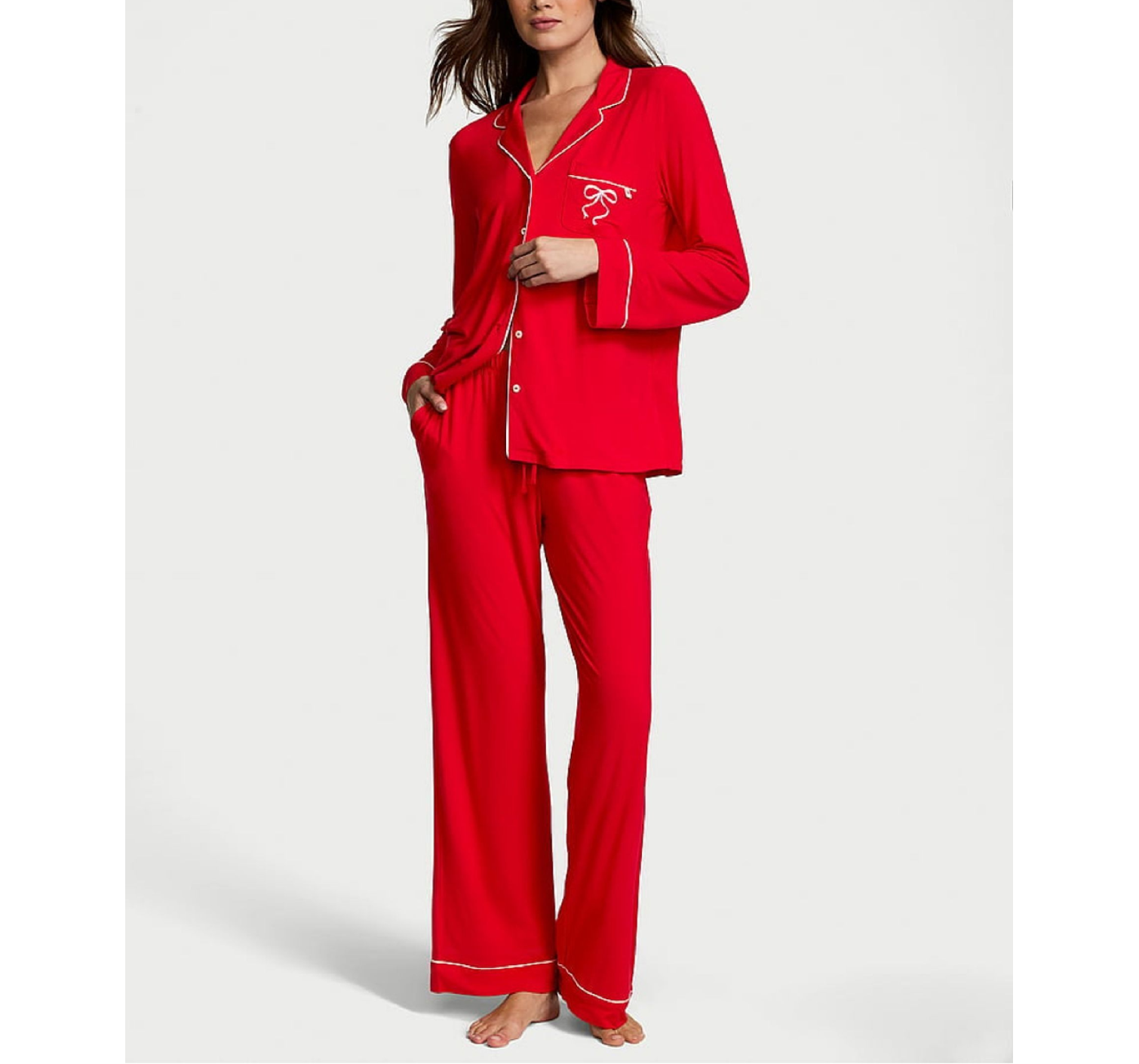 Піжама Modal Long Pajama Set Lipstick Bows