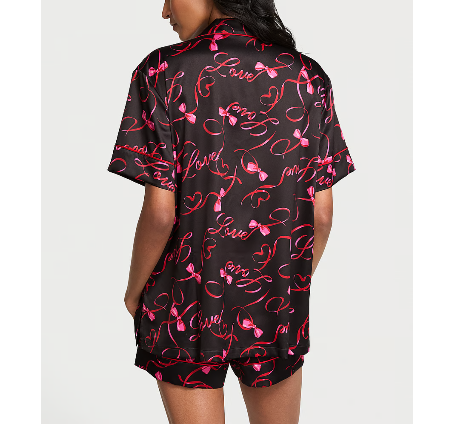 Піжама Satin Short Pajama Set Black Script
