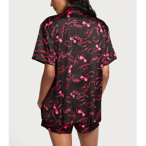 Піжама Satin Short Pajama Set Black Script