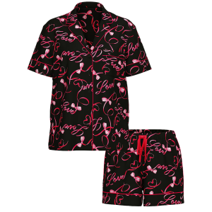 Піжама Satin Short Pajama Set Black Script