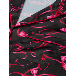 Піжама Satin Short Pajama Set Black Script
