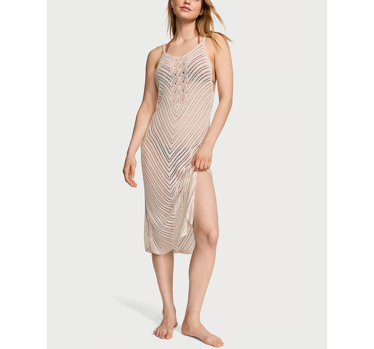 Пляжна туніка Beachwear Crochet Cover-Up Dress Natural