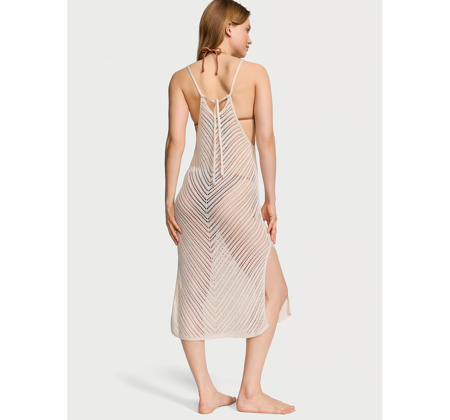Пляжна туніка Beachwear Crochet Cover-Up Dress Natural