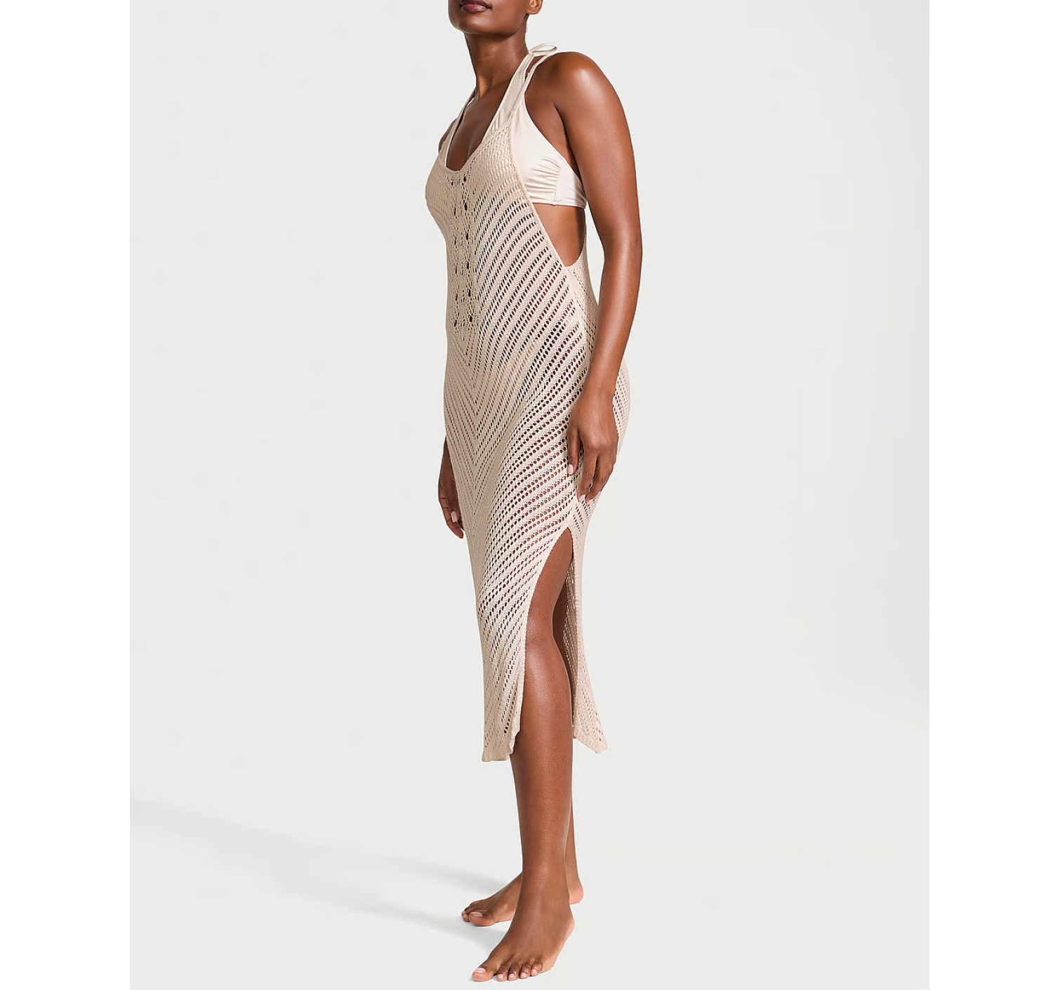 Пляжна туніка Beachwear Crochet Cover-Up Dress Natural