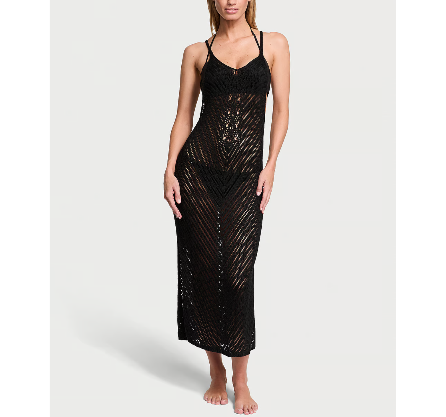 Пляжна туніка Beachwear Crochet Cover-Up Dress Black