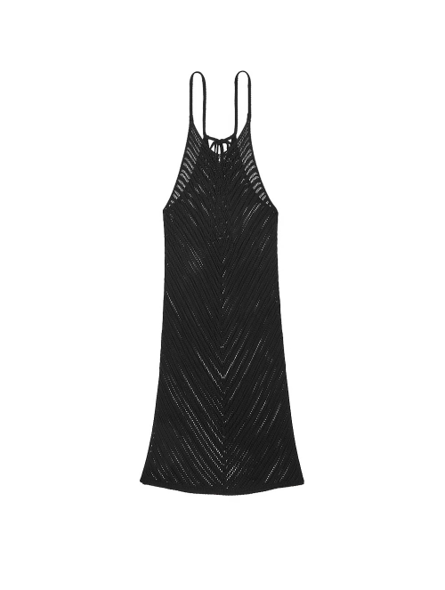 Пляжная туника Beachwear Crochet Cover-Up Dress Black