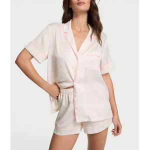 Піжама Glazed Satin Short Pajama Set White Print