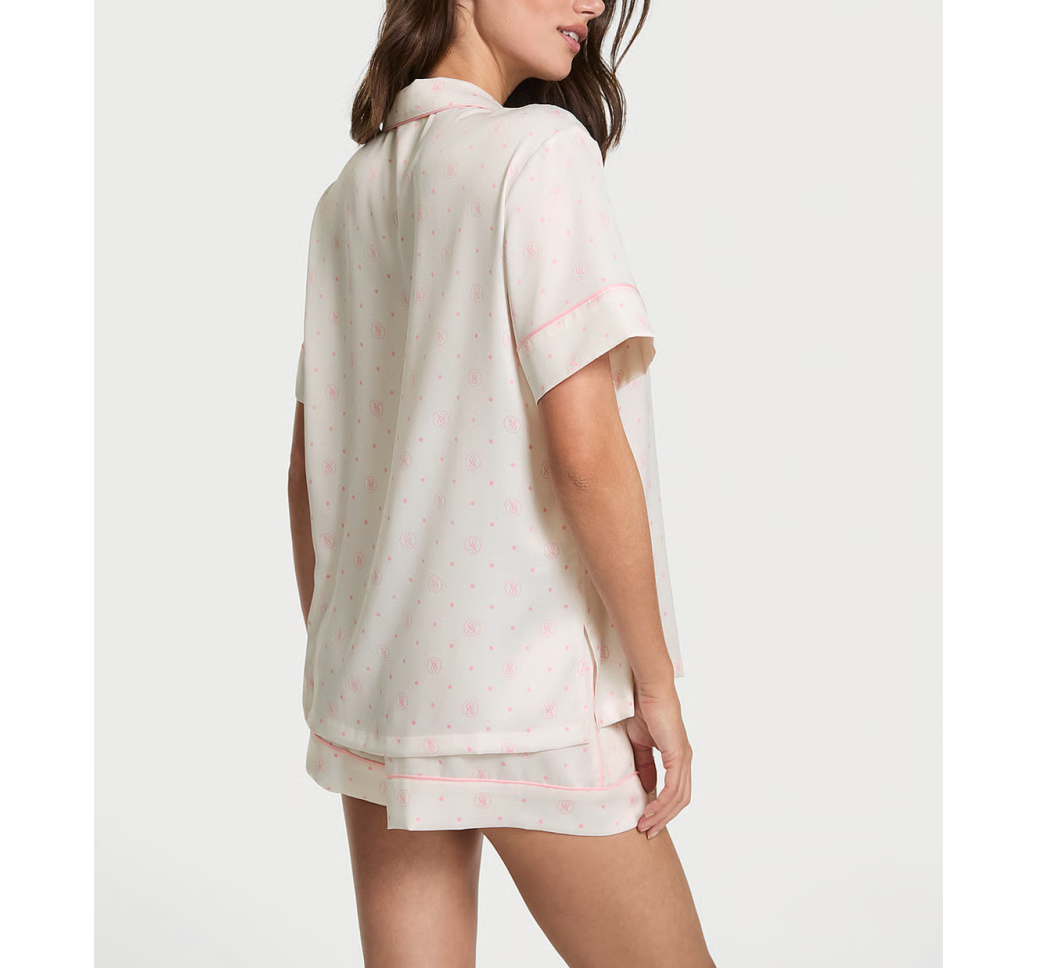 Піжама Glazed Satin Short Pajama Set White Print