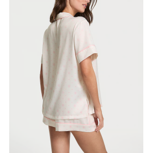 Піжама Glazed Satin Short Pajama Set White Print