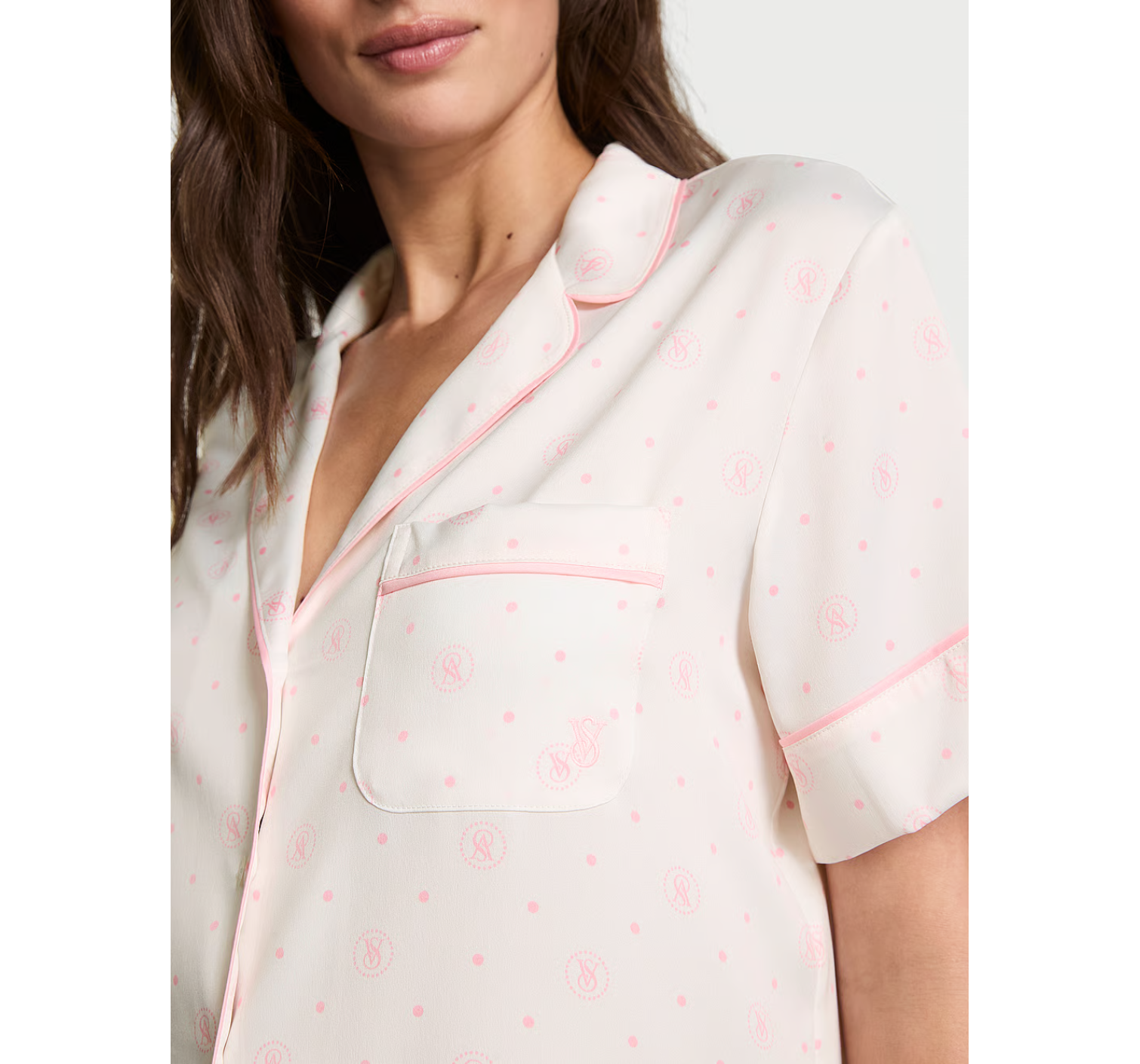 Піжама Glazed Satin Short Pajama Set White Print