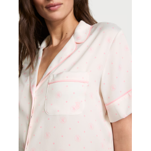 Піжама Glazed Satin Short Pajama Set White Print