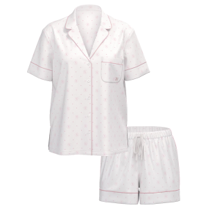 Піжама Glazed Satin Short Pajama Set White Print