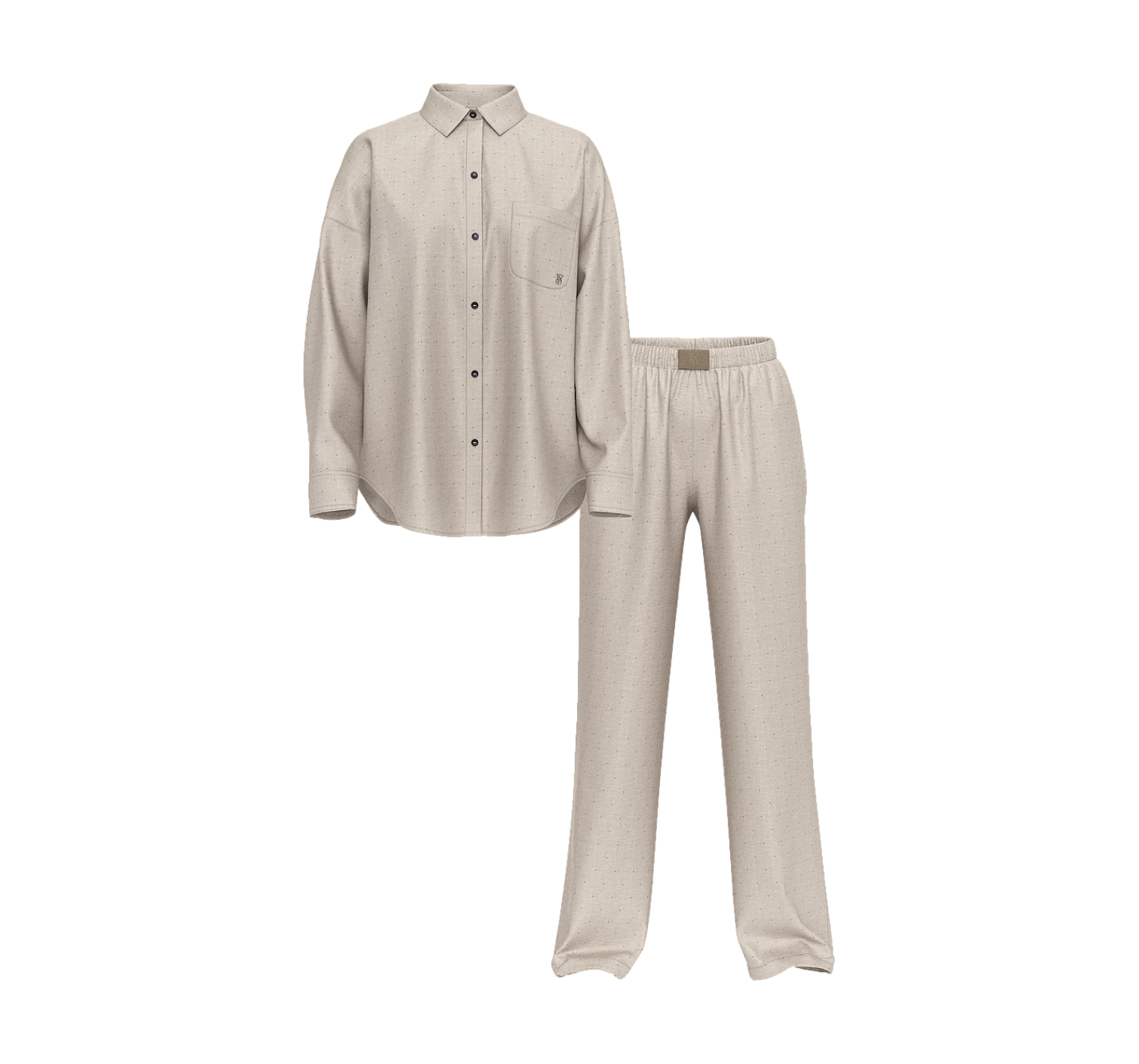 Пижама Modal-Cotton Long Pajama Set Turtle Dove Herringbone