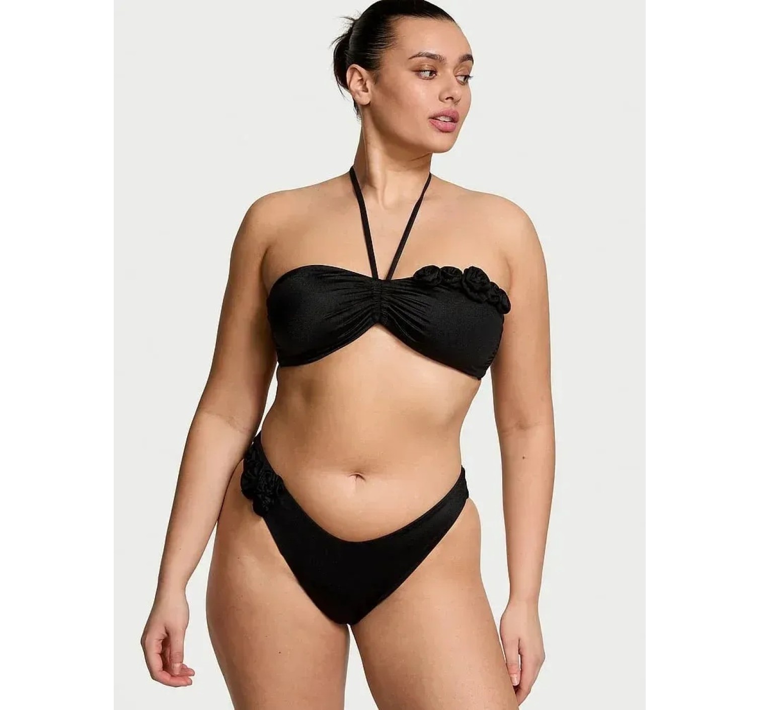Купальник бандо Push-up Bandeu Set Black Rosette