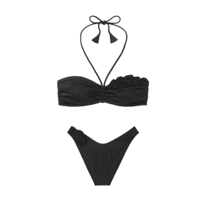 Купальник бандо Push-up Bandeu Set Black Rosette