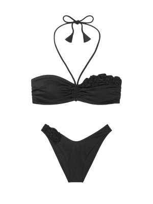 Купальник бандо Push-up Bandeu Set Black Rosette