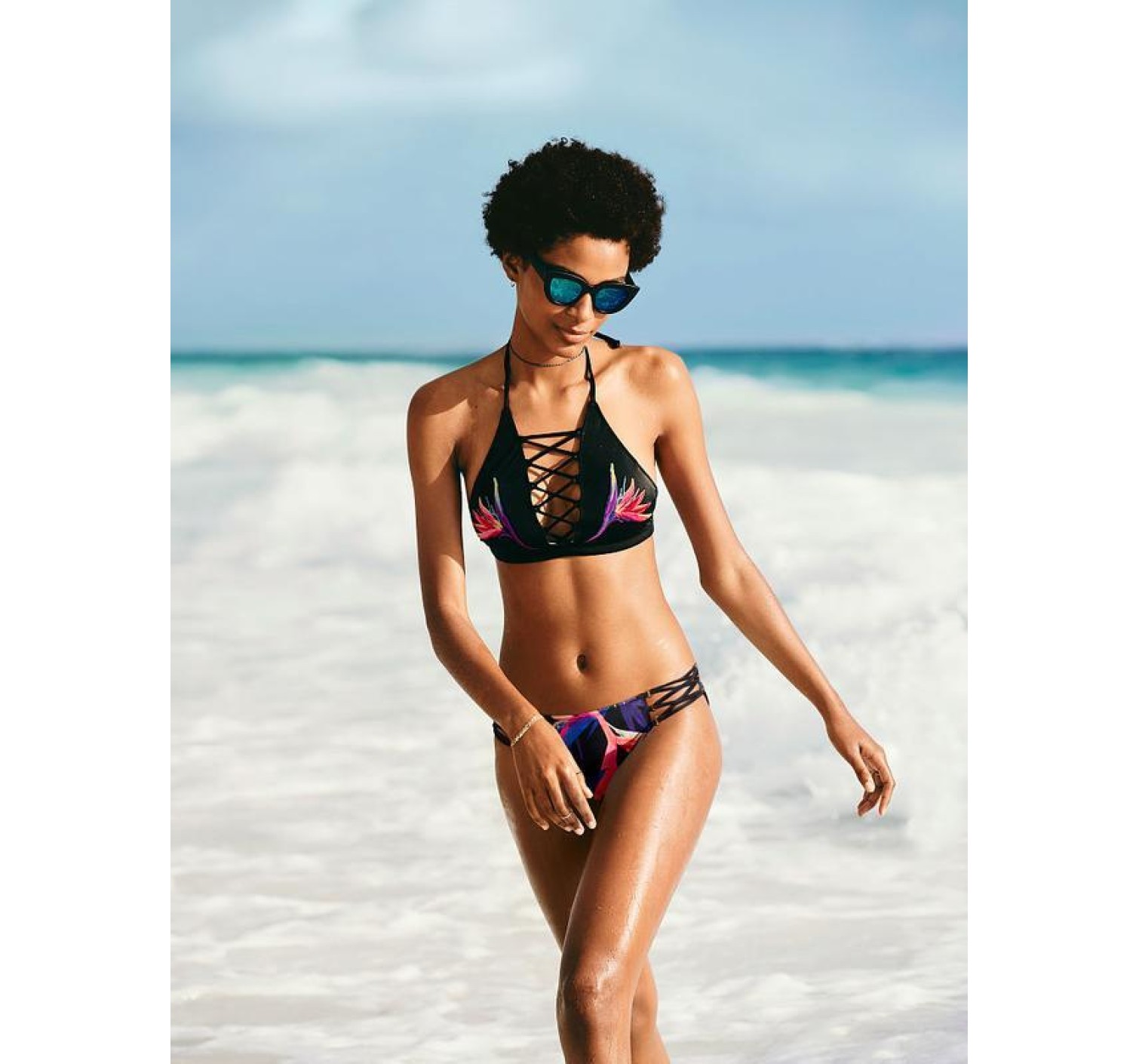 Купальник раздельный Victoria’s Secret PINK Strappy V-wire Plunge Push-up
