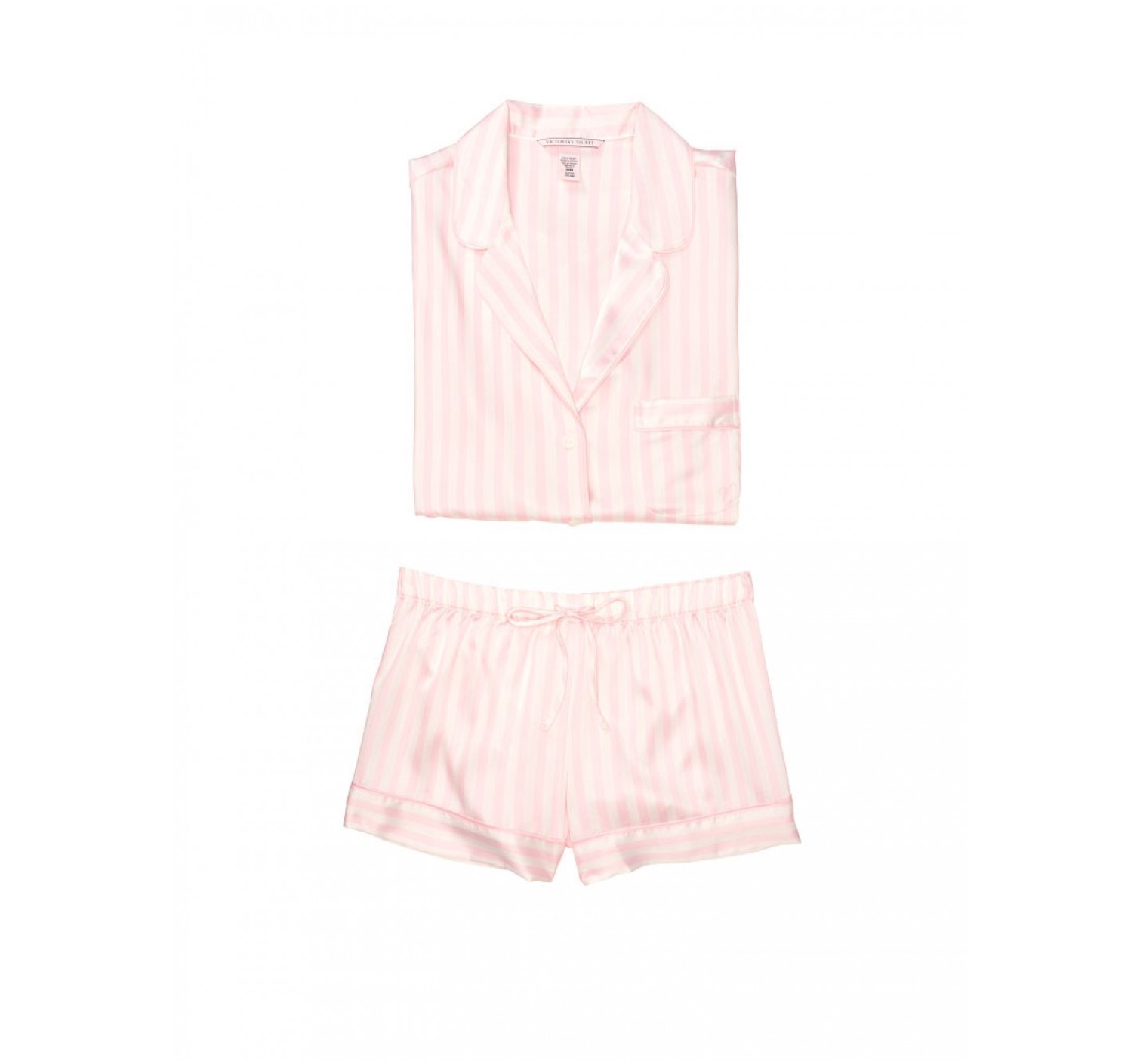 Пижама розовая в полоску Victoria’s Secret The Satin White/Pink Medium Stripe Short PJ Set