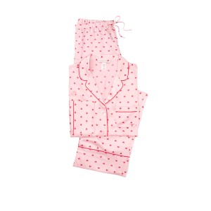 Пижама Victoria’s Secret Satin Long PJ Set Pink With Red Hearts