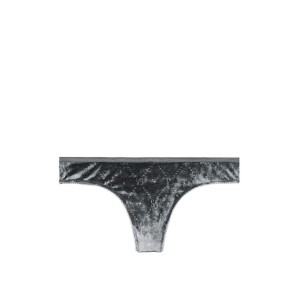 Трусики стринги Victoria’s Secret Grey Thong panty велюровые