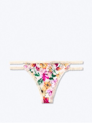 Трусики стринги Victoria’s Secret Lace Flower print Thong panty