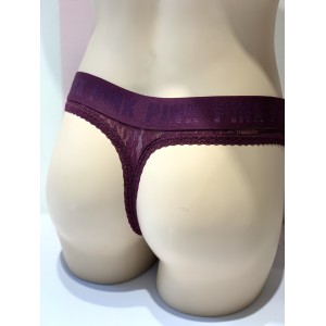 Трусики стринги Victoria’s Secret PINK Thong panty с бордовым кружевом