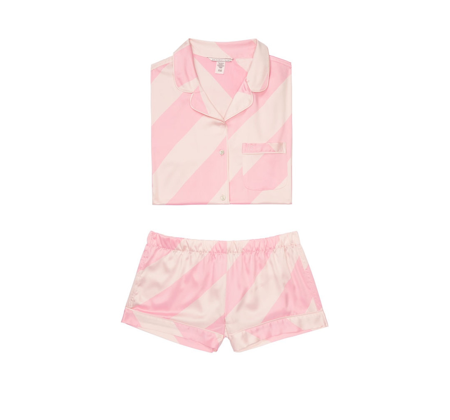 Пижама розовая в полоску Victoria’s Secret The Satin Short PJ Set Pink Stripe