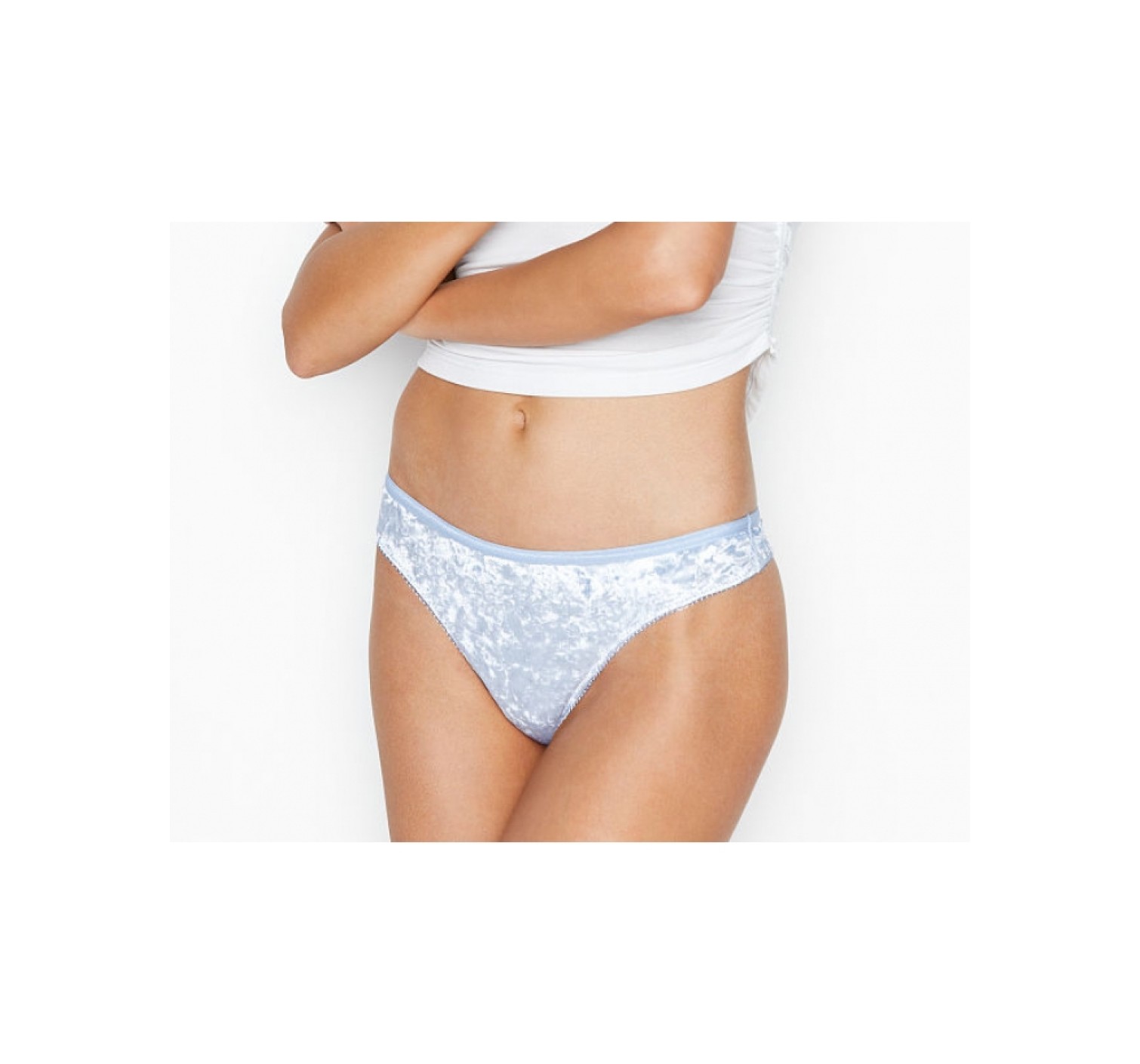 Трусики стринги Victoria’s Secret Sky Blue Thong panty велюровые