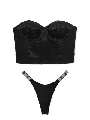 Комплект білизни Shine Logo Satin Strapless Corset Bra Set Black