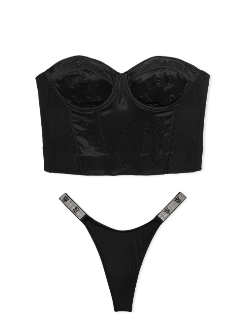 Комплект білизни Shine Logo Satin Strapless Corset Bra Set Black
