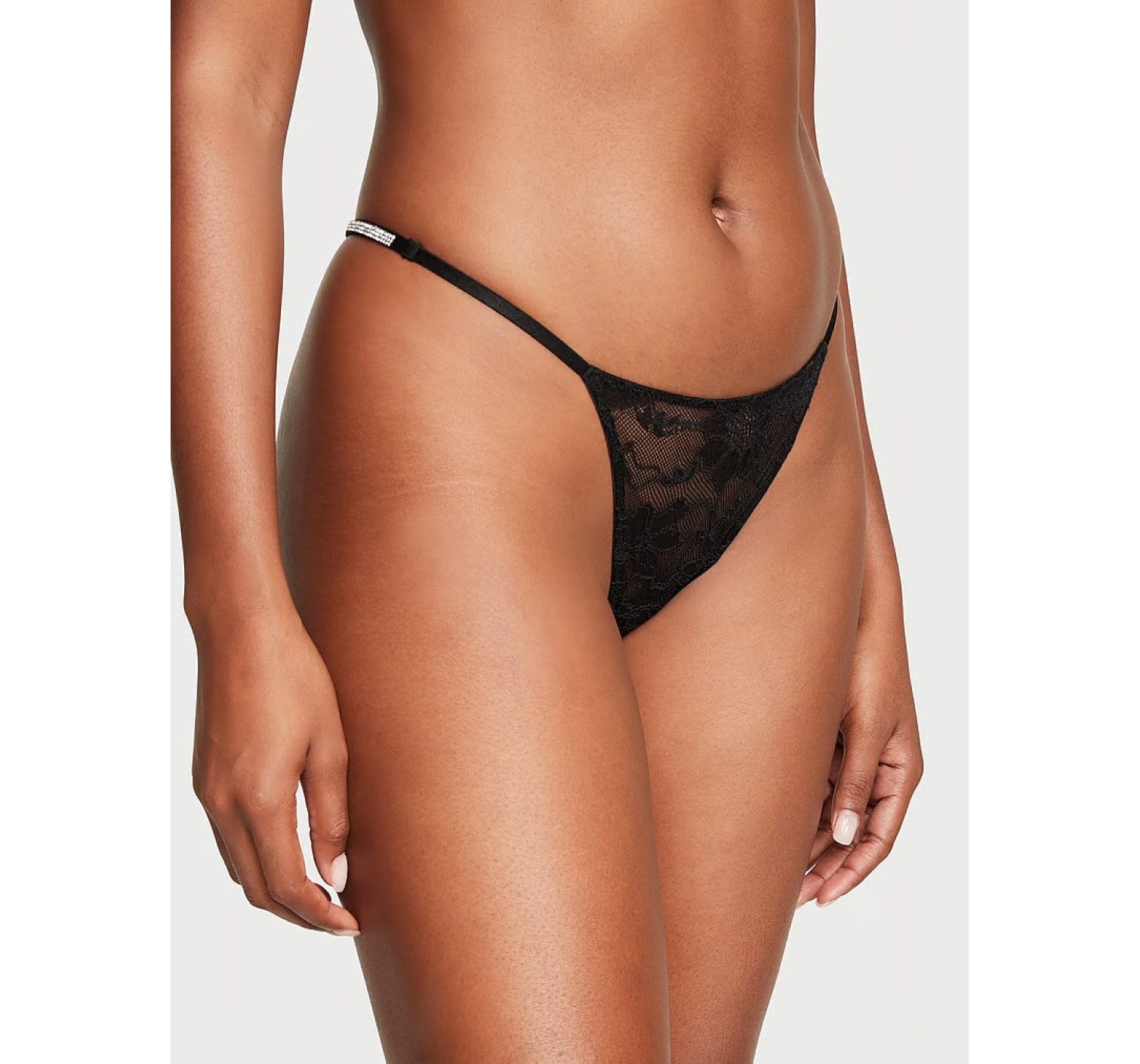 Пояс + трусики Shine Chain Strap Lace Garter Belt Black V-String Set