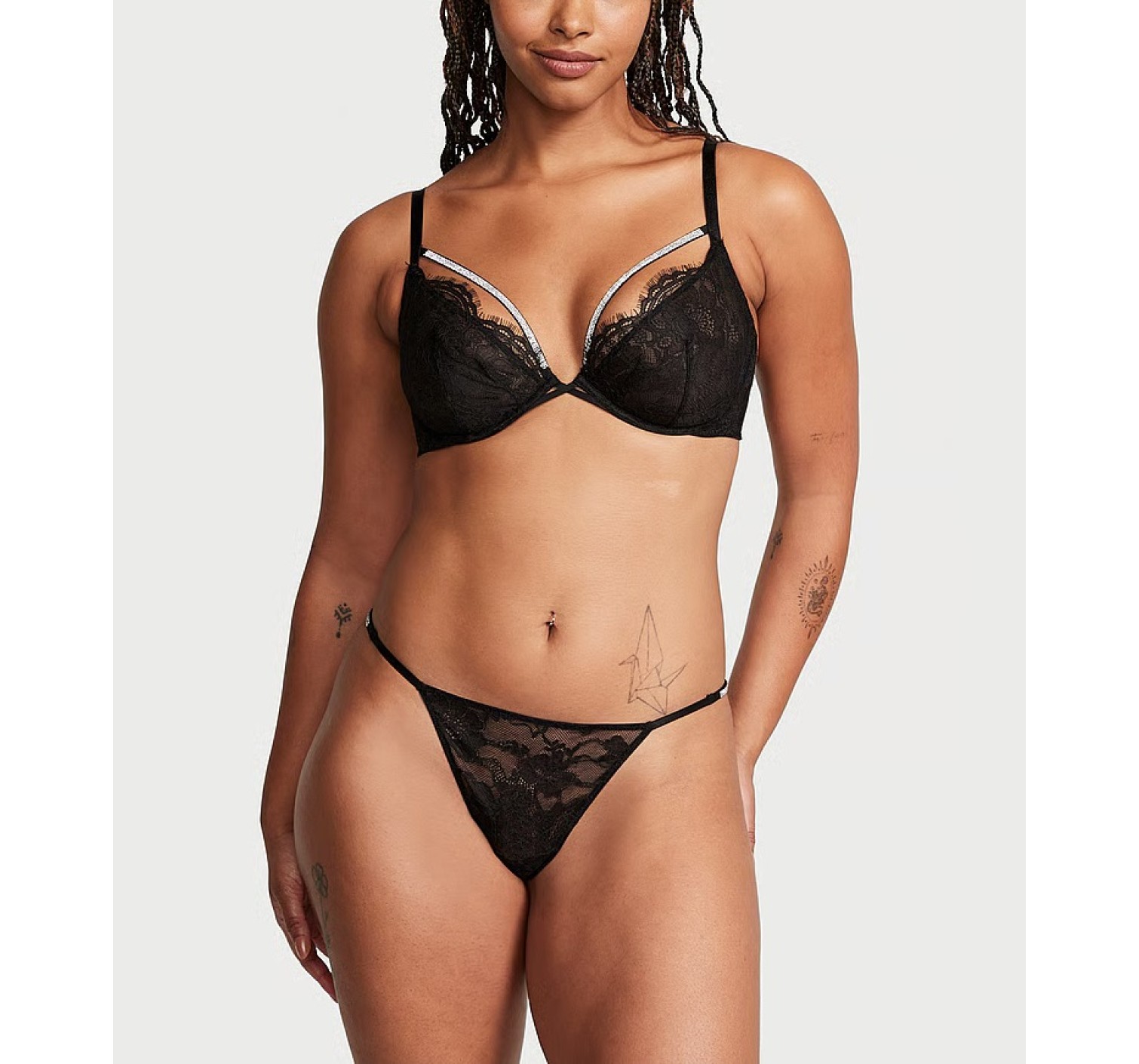 Трусики Shine Strap Lace V-String Panty Black
