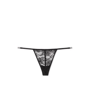 Пояс + трусики Shine Chain Strap Lace Garter Belt Black V-String Set