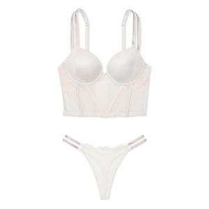Комплект белья Double Shine Strap Push-Up Corset Top Set Coconut White