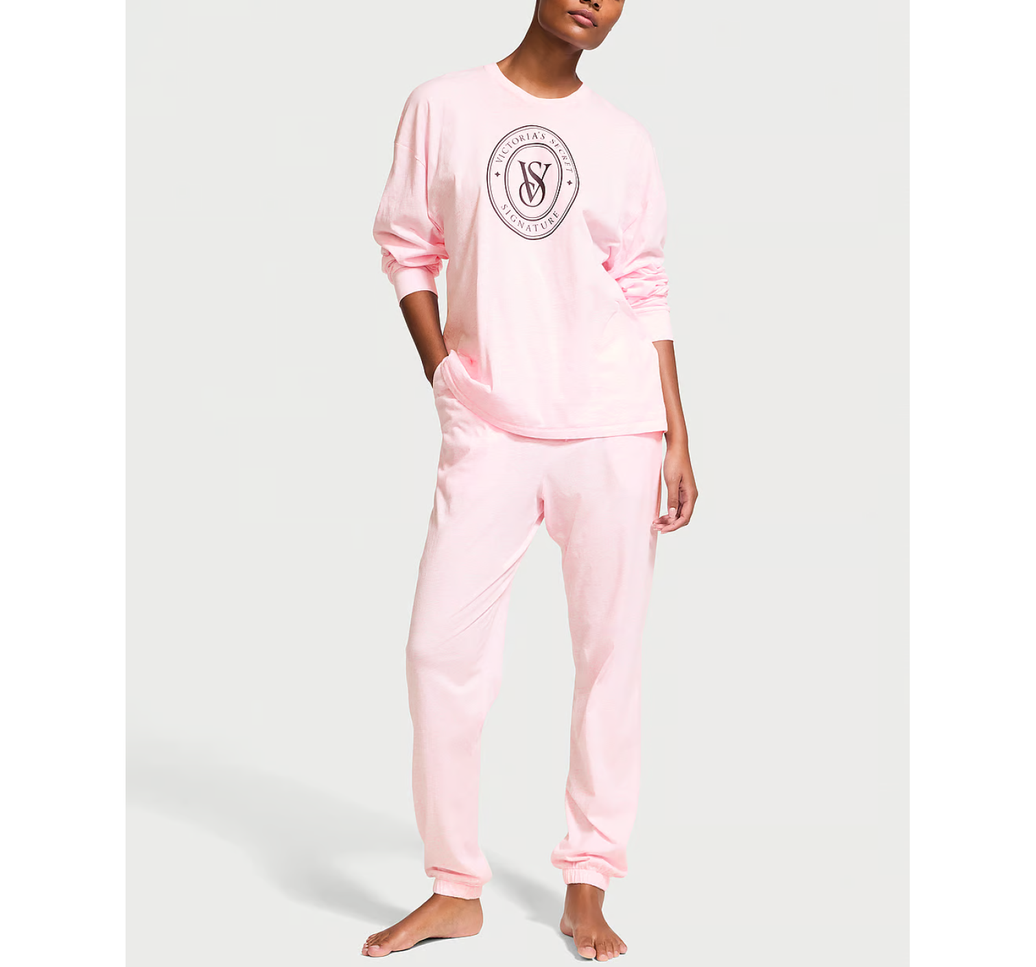 Піжама Cotton Long Pajama Set Heather Pink Petal