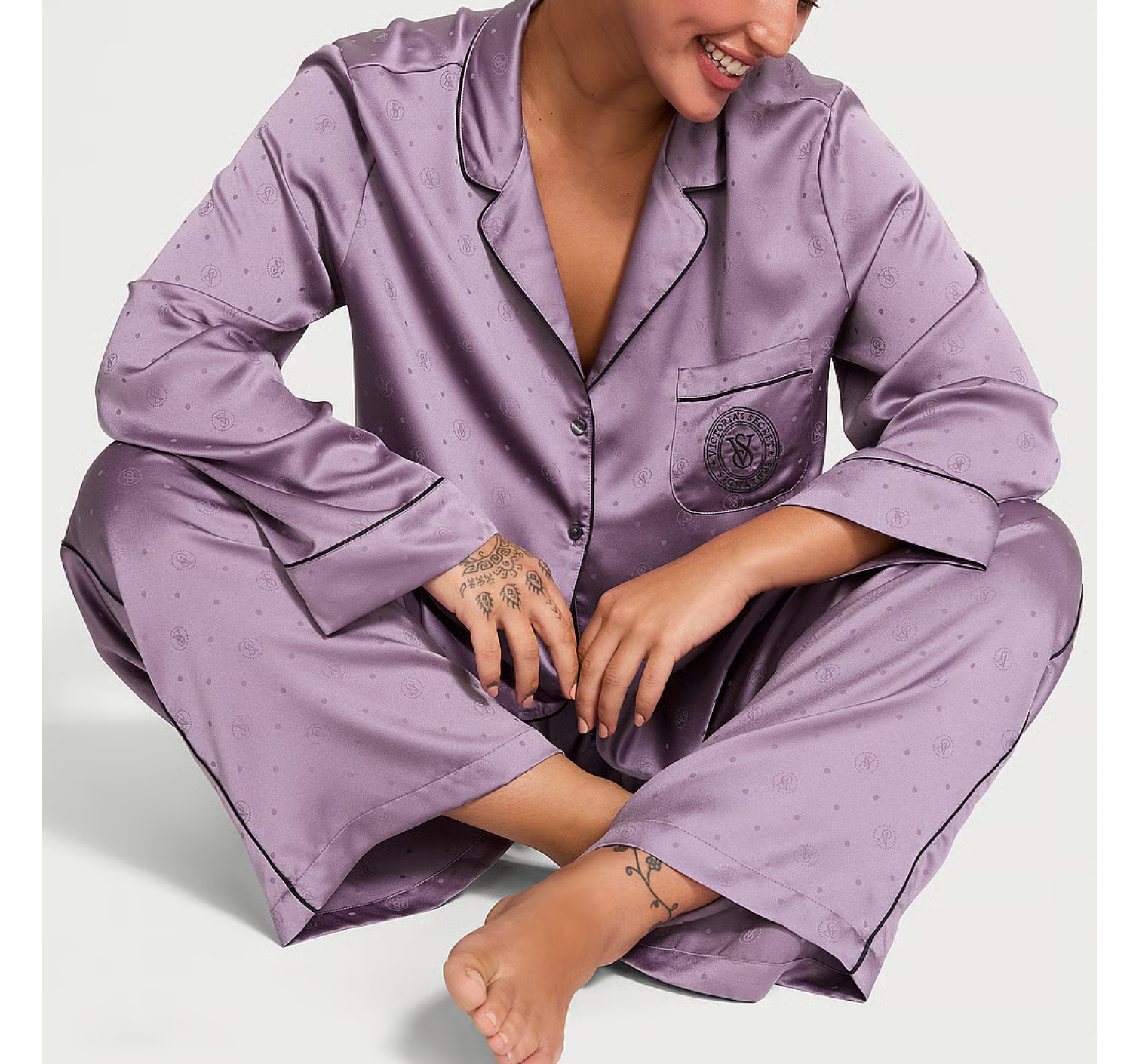 Піжама Satin Long Pajama Set Frozen Plum