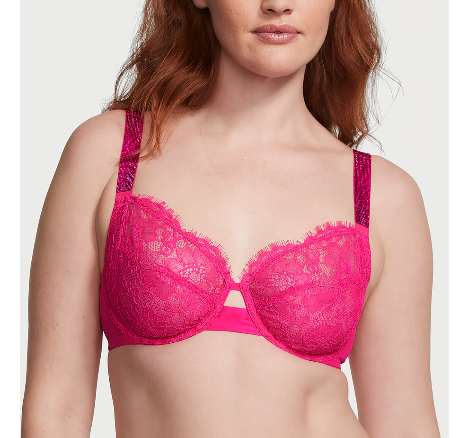 Бюстгальтер The Fabulous by Victoria's Secret Full-Cup Shine Strap Lace Bra Hot Pink