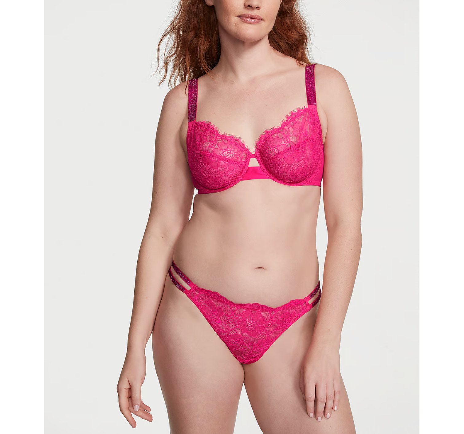Бюстгальтер The Fabulous by Victoria's Secret Full-Cup Shine Strap Lace Bra Hot Pink