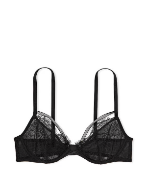 Бюстгальтер Shine Strappy Unlined Lace Low-Cut Demi Bra Black