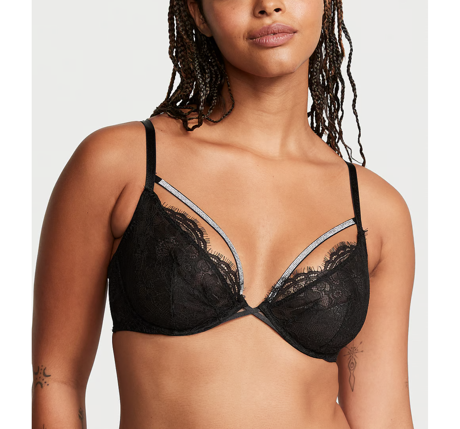 Бюстгальтер Shine Strappy Unlined Lace Low-Cut Demi Bra Black