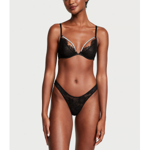 Бюстгальтер Shine Strappy Unlined Lace Low-Cut Demi Bra Black