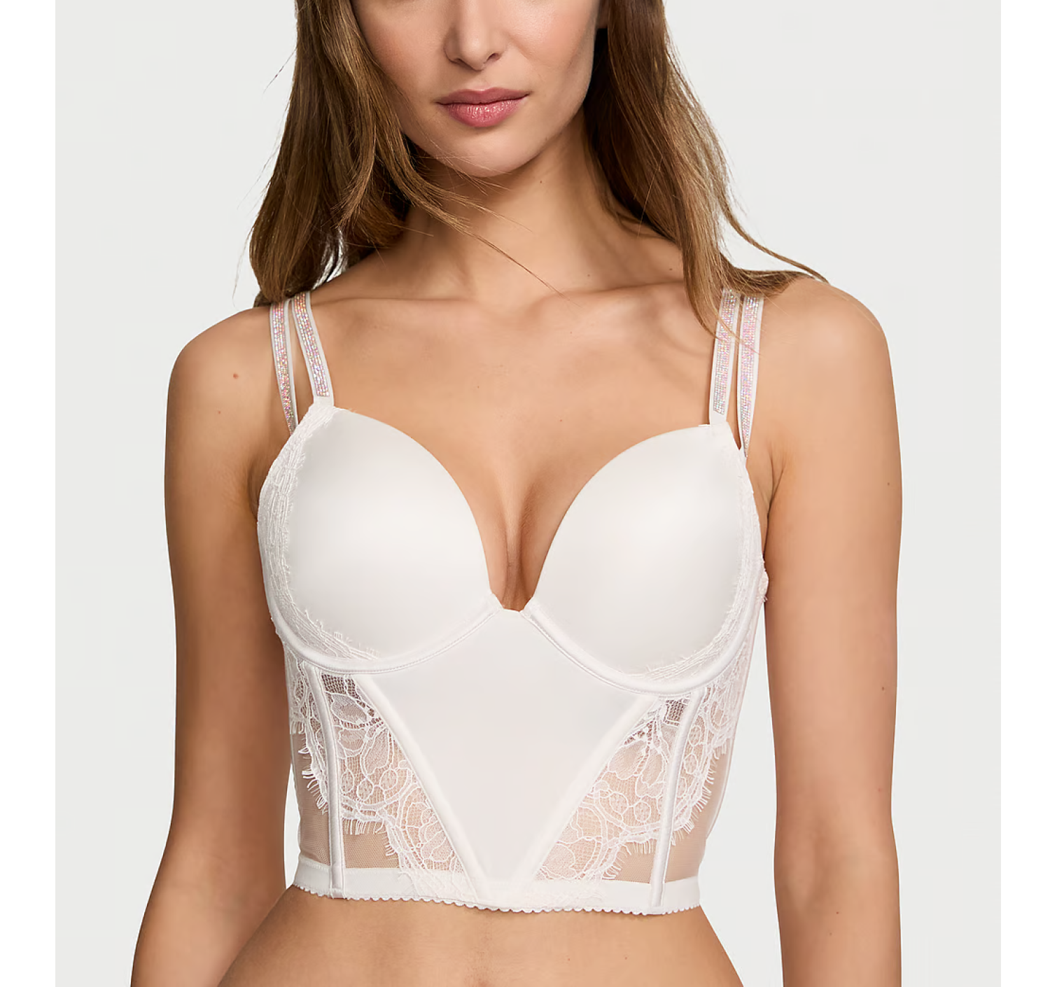 Бюстье Double Shine Strap Push-Up Corset Top Coconut White
