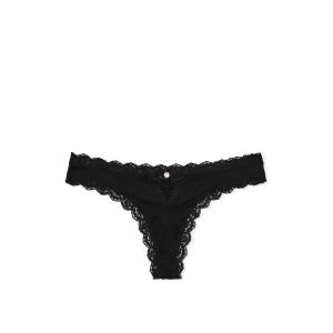 Трусики Lace-Trim Thong Panty Black