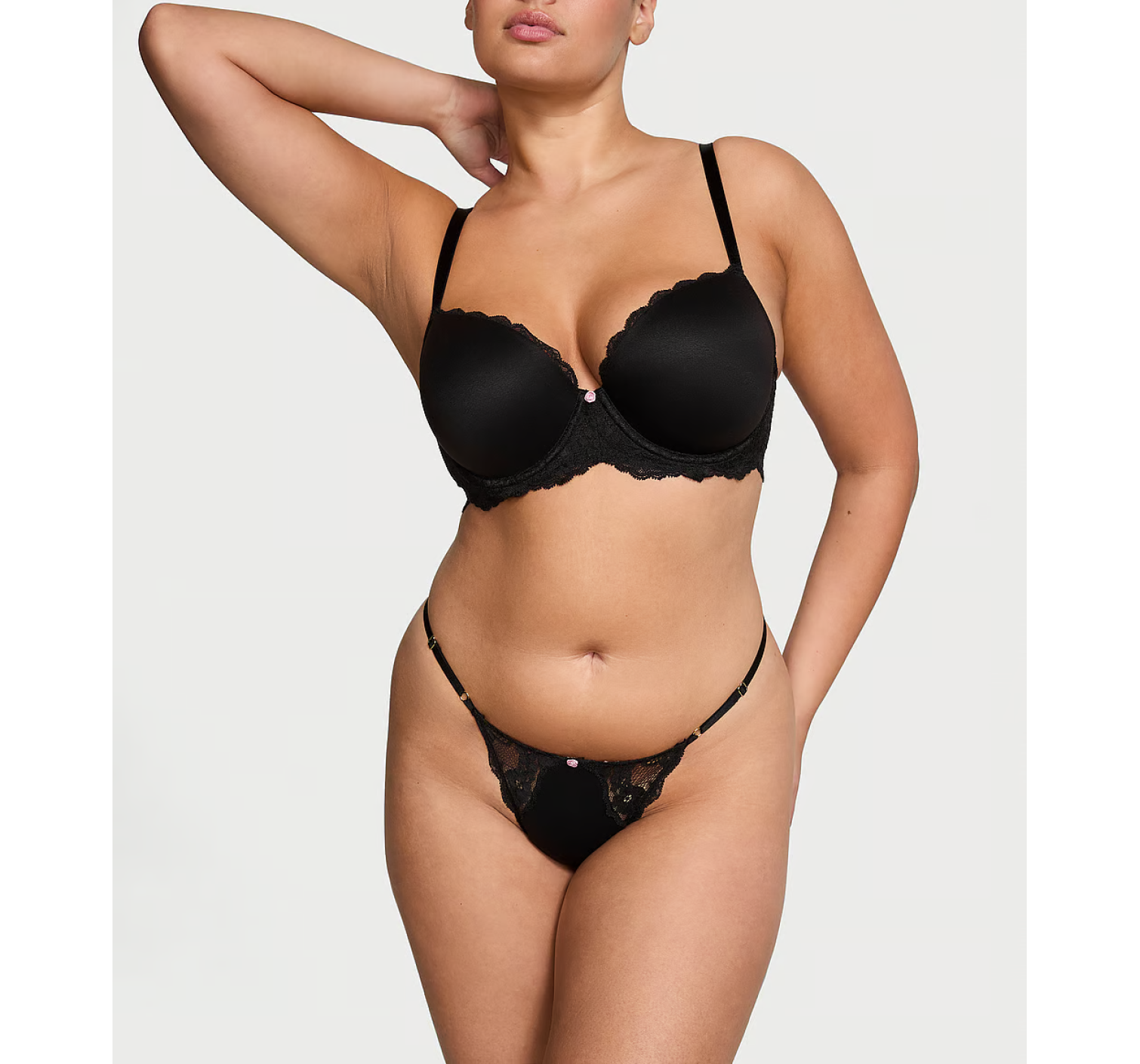 Трусики Lace-Trim Adjustable V-String Panty Black