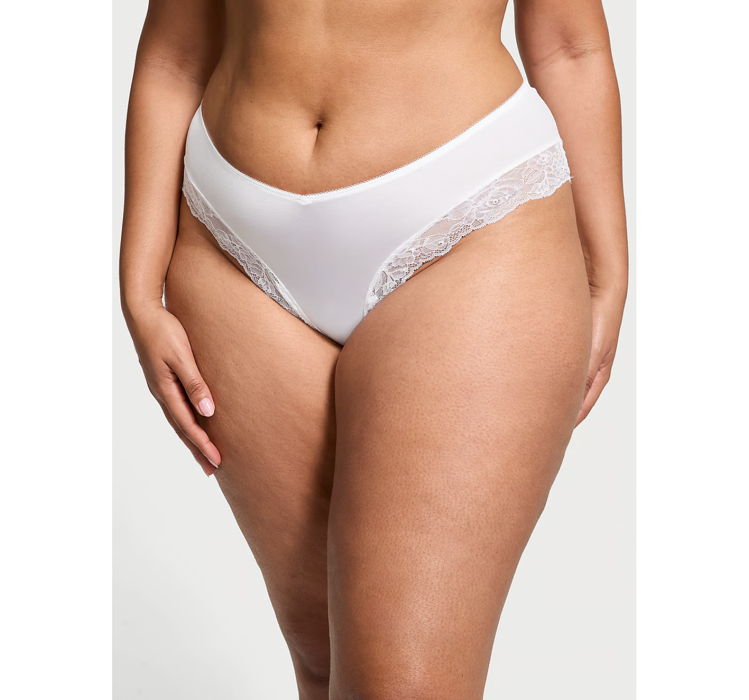 Трусики Rose Lace-Trim High-Leg Cheeky Panty White