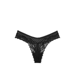 Трусики Tease Lace-Trim High-Leg Thong Panty Black