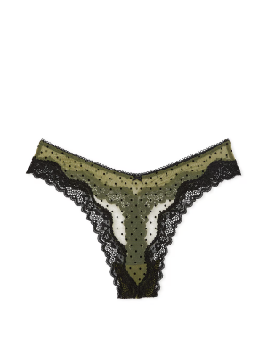 Трусики Tease Lace-Trim High-Leg Thong Panty Woodland Green