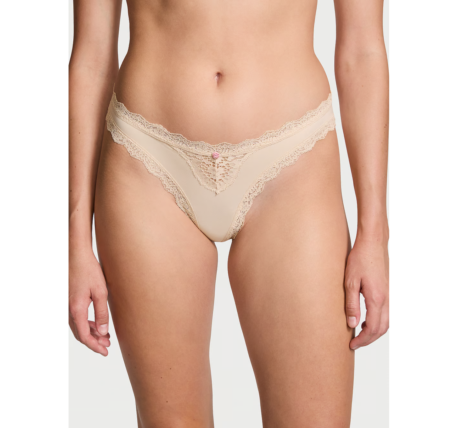 Трусики Lace-Trim Thong Panty Marzipan